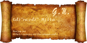 Göncző Milla névjegykártya